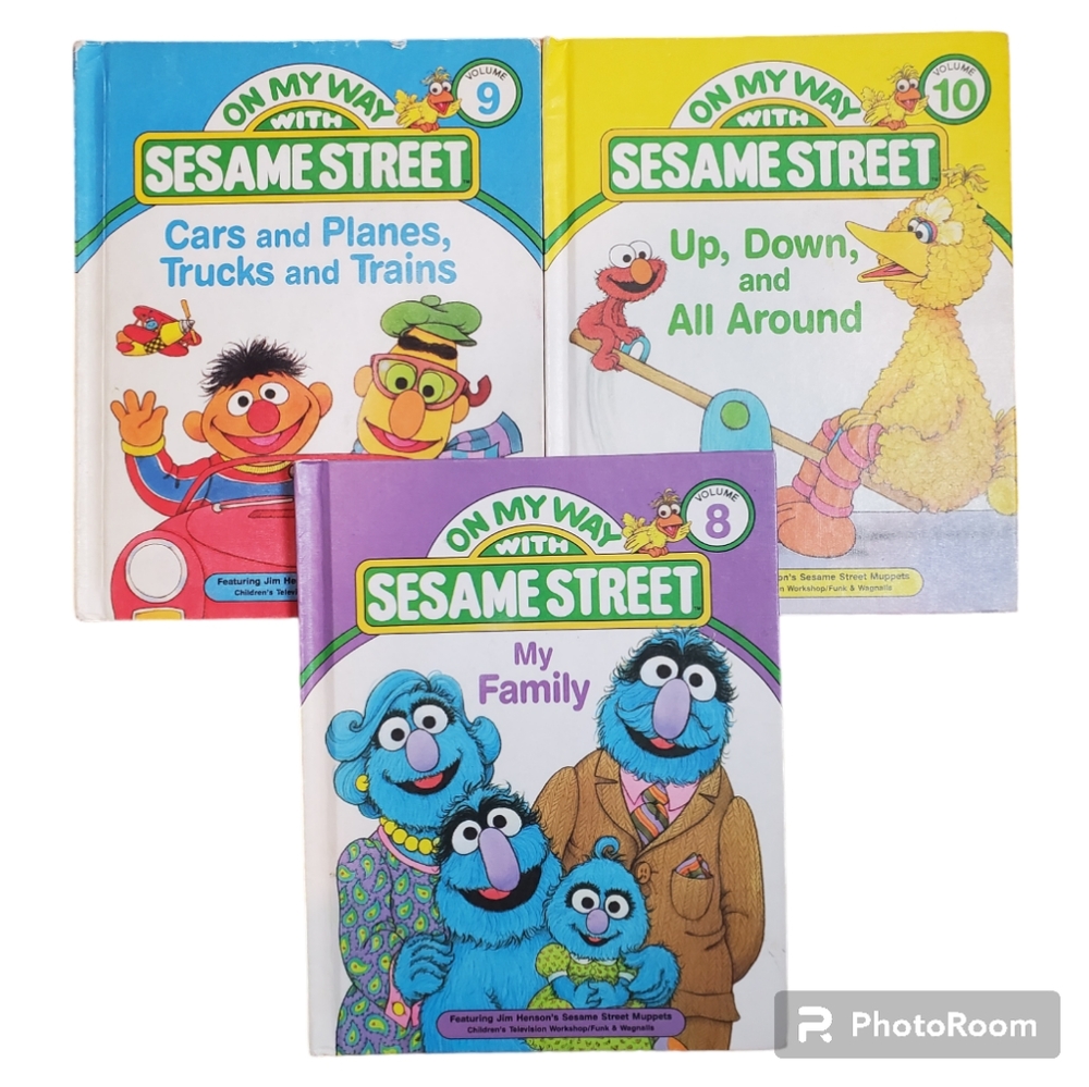 Vintage 80s SESAME STREET "On My Way" Lot. Books #8 #9 #10 Jim Henson's Muppets